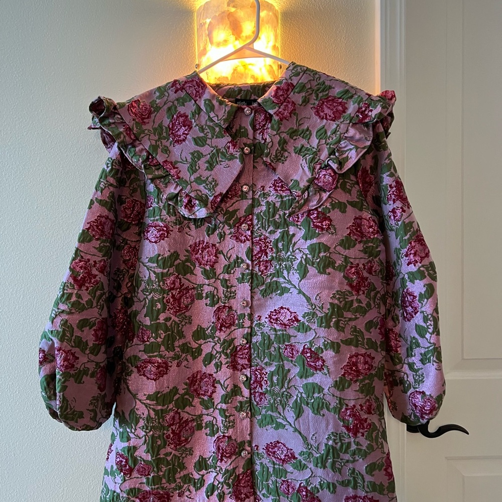 Floral Ruffle Collar Dress